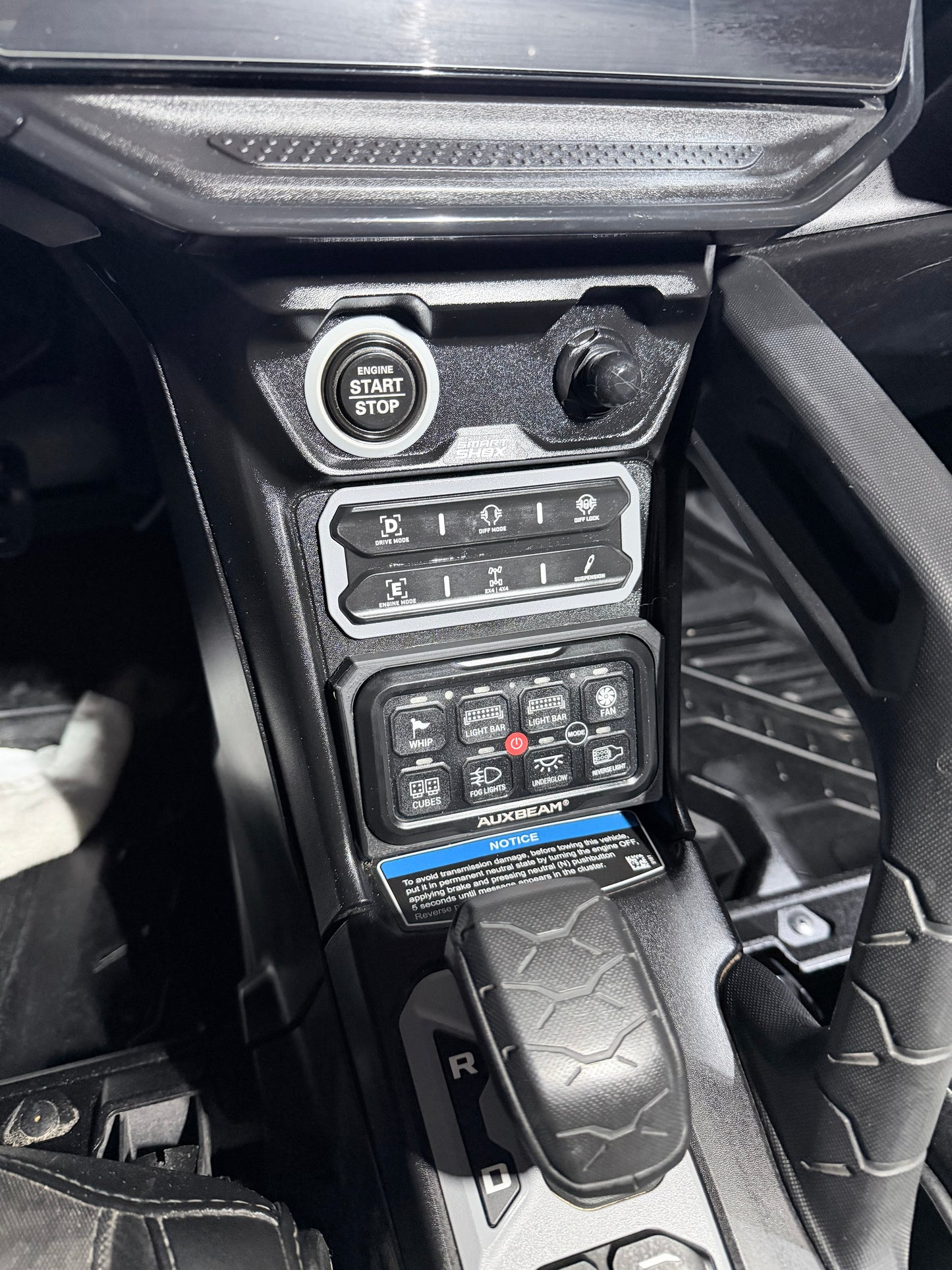 Can-Am Maverick R Auxbeam 8-Button Switch Panel Frame – Custom 3D Printed Mount for AR-800 Auxiliary Lighting System – Stock Look OEM Fit