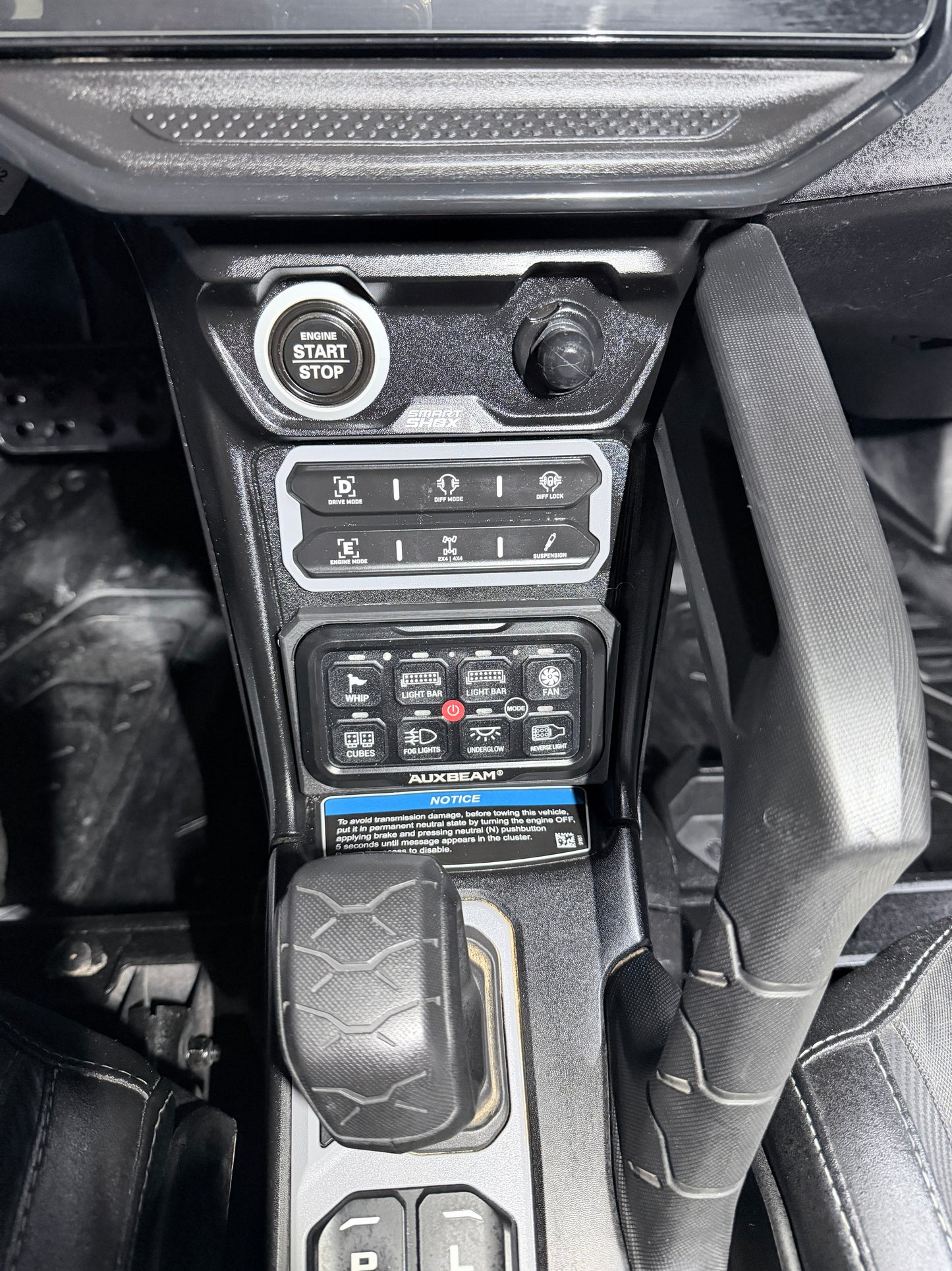 Can-Am Maverick R Auxbeam 8-Button Switch Panel Frame – Custom 3D Printed Mount for AR-800 Auxiliary Lighting System – Stock Look OEM Fit